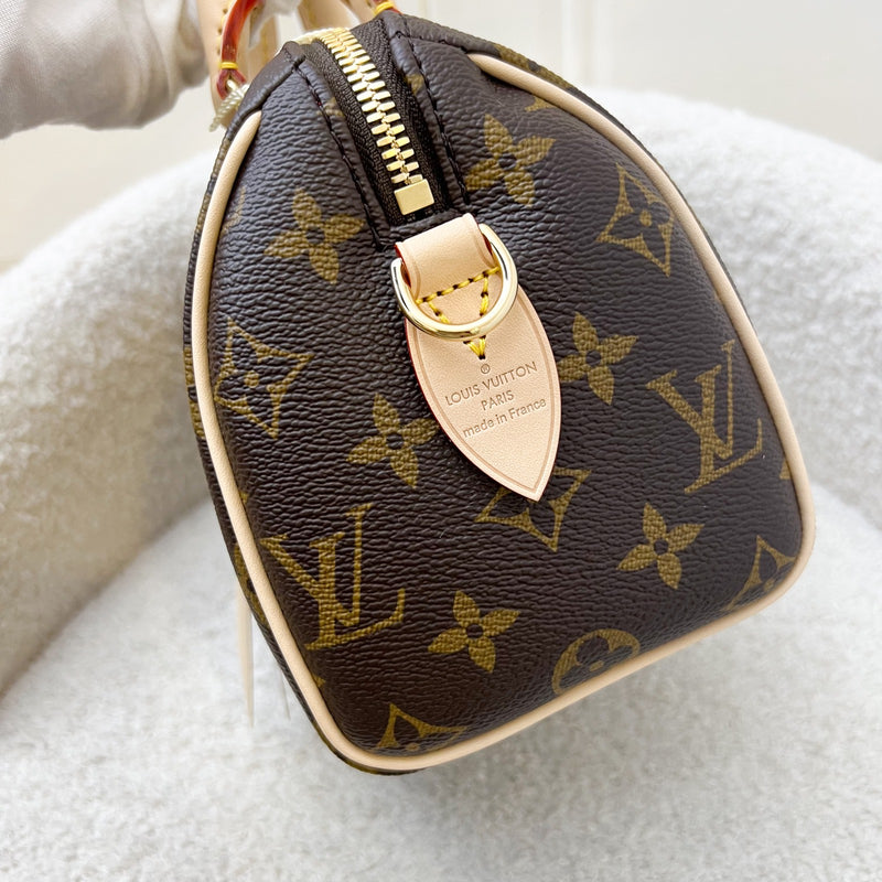 LV Speedy Bandouliere 20 in Monogram Canvas and Black Patterned Strap (Model: M46234)