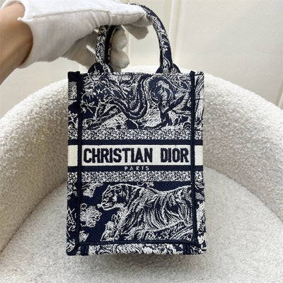 Dior Mini Vertical Book Tote in Blue Toile de Jouy Reverse Embroidery Canvas AGHW