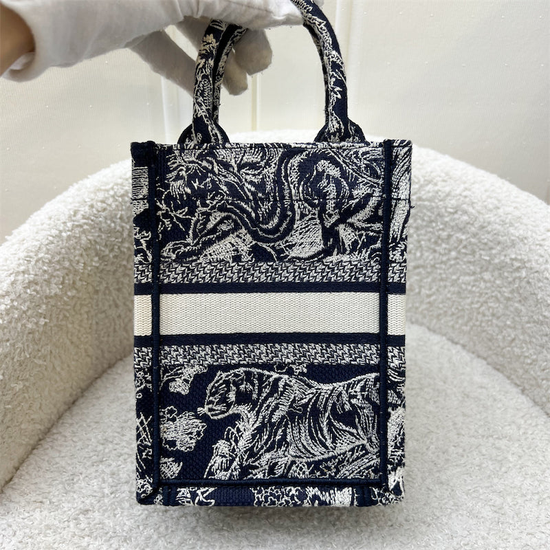 Dior Mini Vertical Book Tote in Blue Toile de Jouy Reverse Embroidery Canvas AGHW