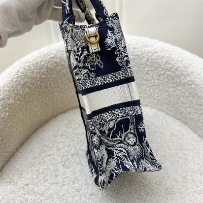 Dior Mini Vertical Book Tote in Blue Toile de Jouy Reverse Embroidery Canvas AGHW