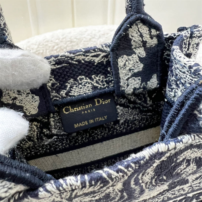 Dior Mini Vertical Book Tote in Blue Toile de Jouy Reverse Embroidery Canvas AGHW