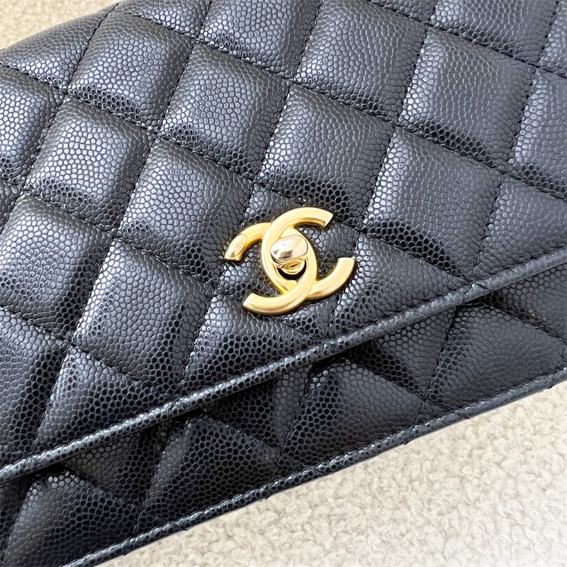 Chanel 22A "Twist Your Buttons" Wallet on Chain WOC in Black Caviar and AGHW