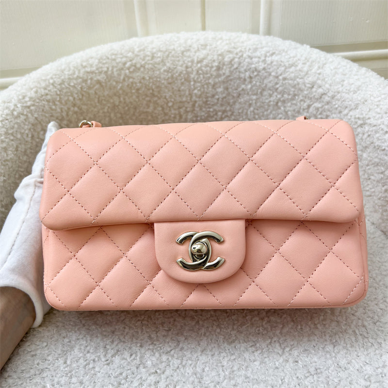 Chanel Classic Mini Rectangle Flap in 22C Peach Pink Lambskin LGHW