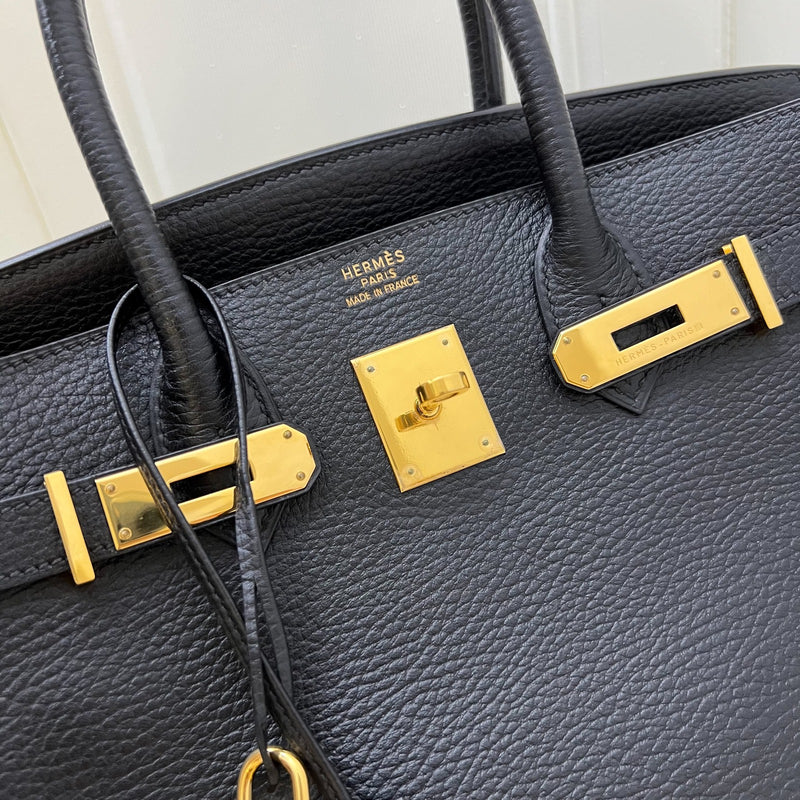 Hermes Birkin 30 in Noir Black Grained Leather and GHW