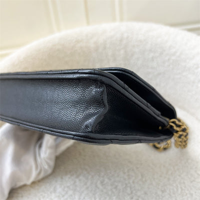 Chanel 22A "Twist Your Buttons" Wallet on Chain WOC in Black Caviar and AGHW