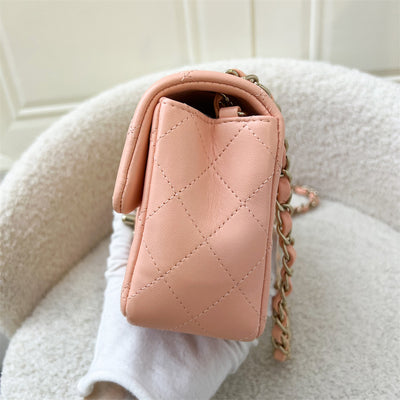 Chanel Classic Mini Rectangle Flap in 22C Peach Pink Lambskin LGHW