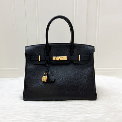 Hermes Birkin 30 in Noir Black Grained Leather and GHW