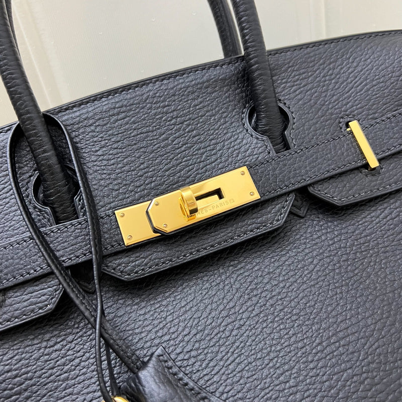 Hermes Birkin 30 in Noir Black Grained Leather and GHW