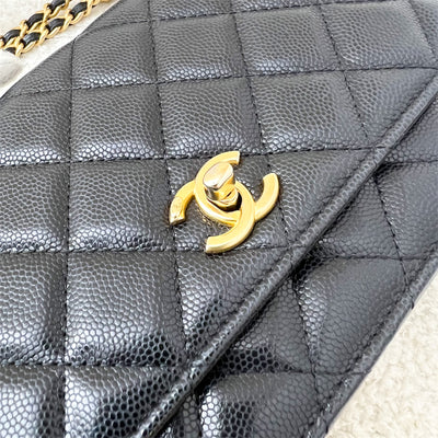 Chanel 22A "Twist Your Buttons" Wallet on Chain WOC in Black Caviar and AGHW