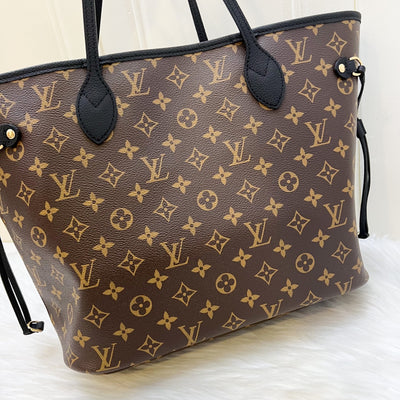 LV Neverfull MM Inside Out in Monogram Canvas, Black Leather and GHW (Reversible) (Model: M11946)