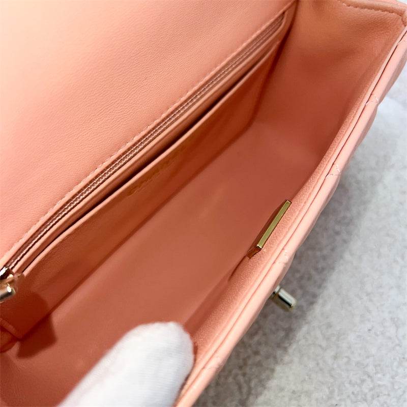 Chanel Classic Mini Rectangle Flap in 22C Peach Pink Lambskin LGHW