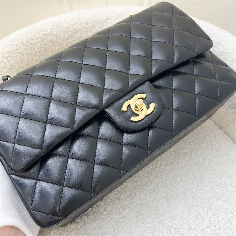 Chanel Medium Classic Flap CF in Black Lambskin and 24K GHW