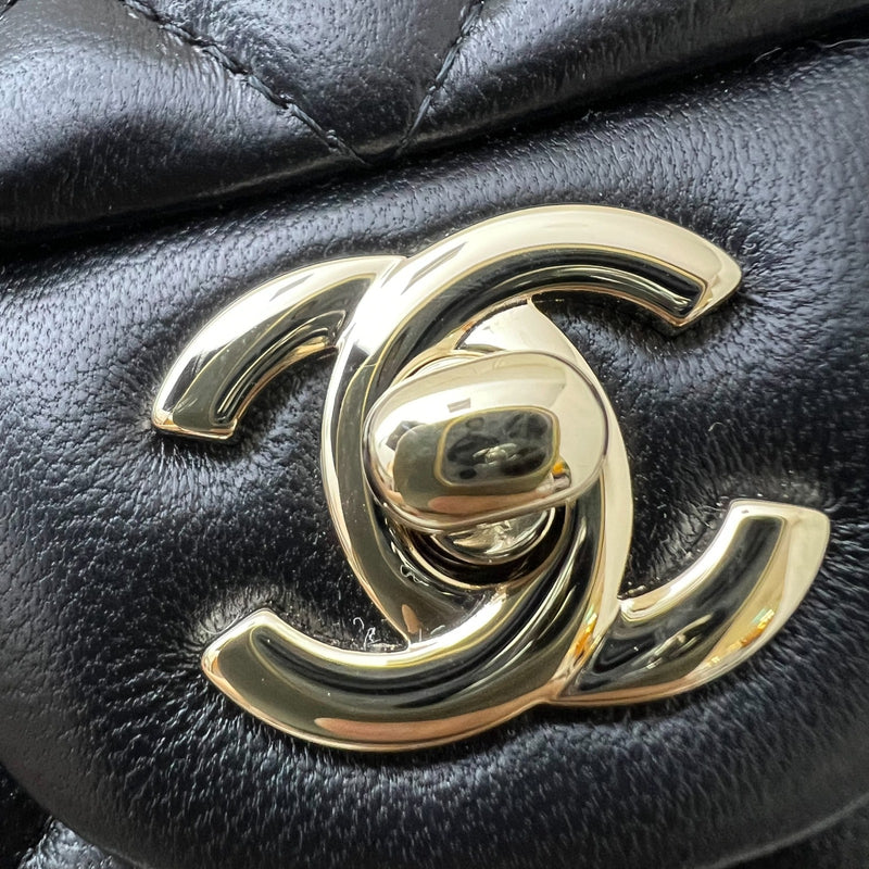 Chanel 23K Top Handle Mini Rectangular Flap in Black Lambskin and LGHW