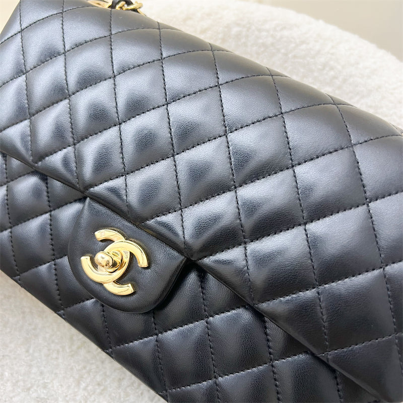 Chanel Medium Classic Flap CF in Black Lambskin and 24K GHW