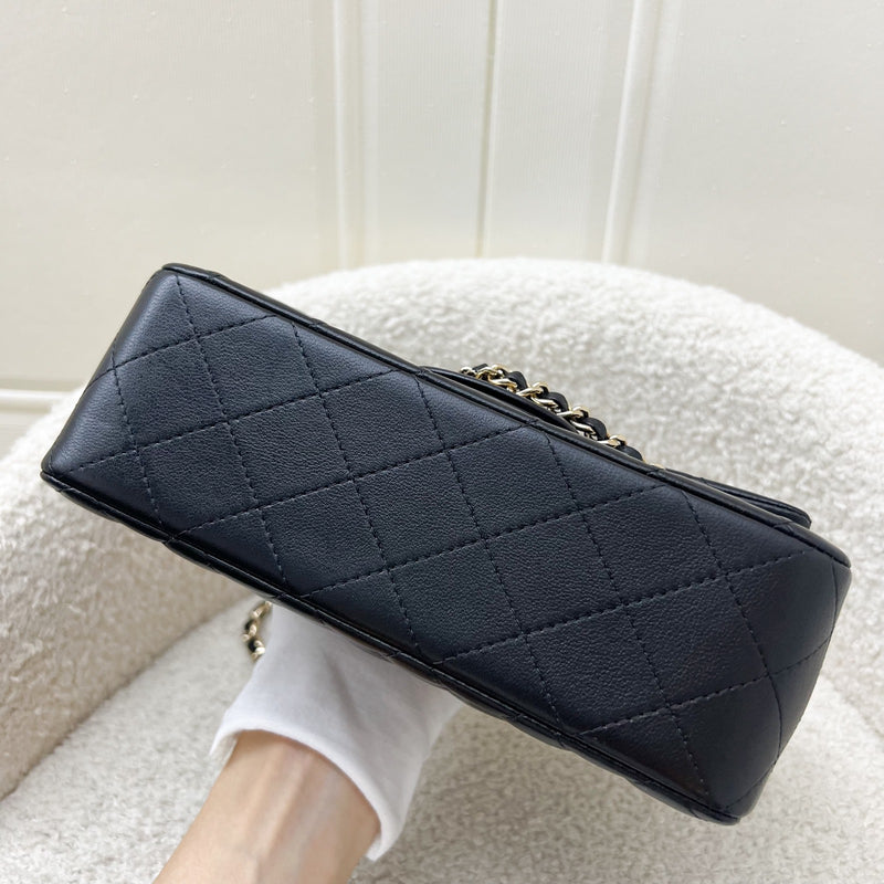 Chanel 23K Top Handle Mini Rectangular Flap in Black Lambskin and LGHW