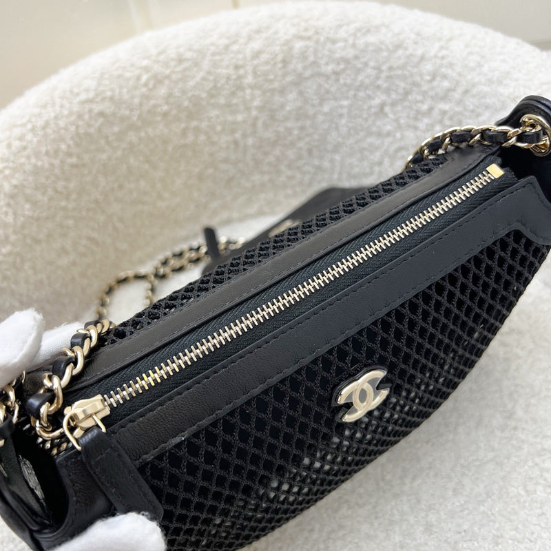 Chanel 25S Clutch on Chain in Black Mesh and LGHW (Model: AP4572)