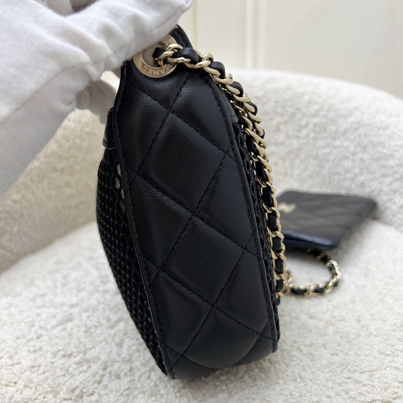 Chanel 25S Clutch on Chain in Black Mesh and LGHW (Model: AP4572)