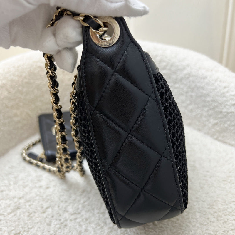 Chanel 25S Clutch on Chain in Black Mesh and LGHW (Model: AP4572)