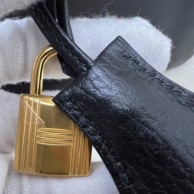 Hermes Birkin 30 in Noir Black Grained Leather and GHW