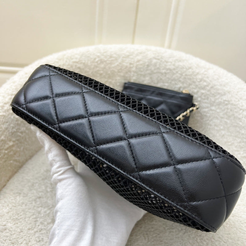 Chanel 25S Clutch on Chain in Black Mesh and LGHW (Model: AP4572)
