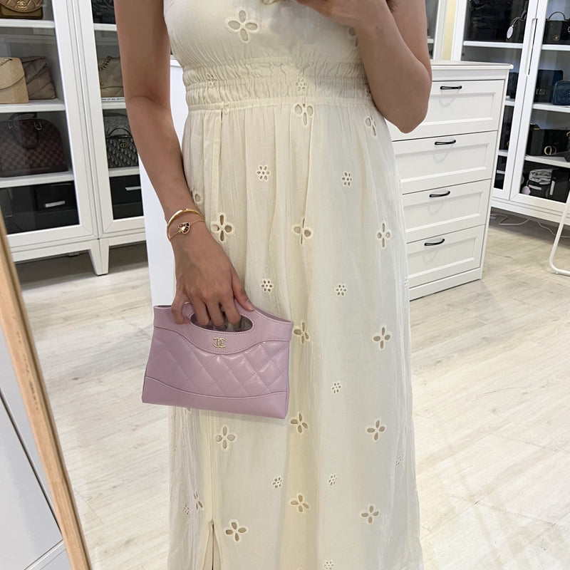 Chanel 31 Nano Shopping Bag in Lilac Shiny Calfskin and LGHW (Model: AP3656)