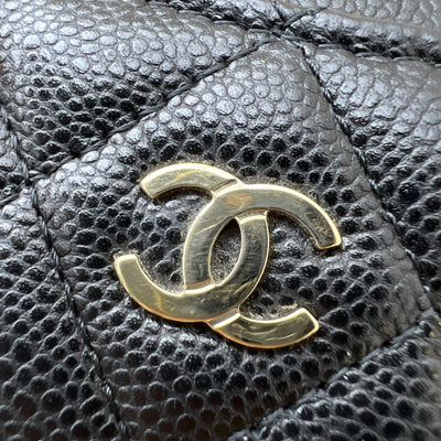 Chanel Zipped Card Holder with Coin Compartment in Black Caviar and GHW (Model: AP3179)