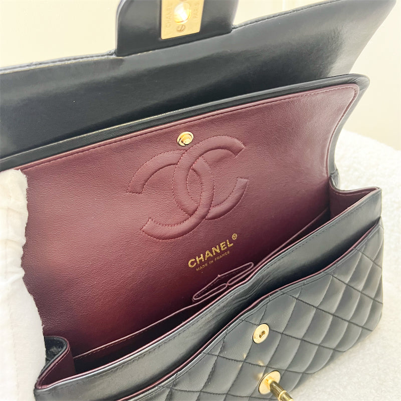 Chanel Medium Classic Flap CF in Black Lambskin and 24K GHW