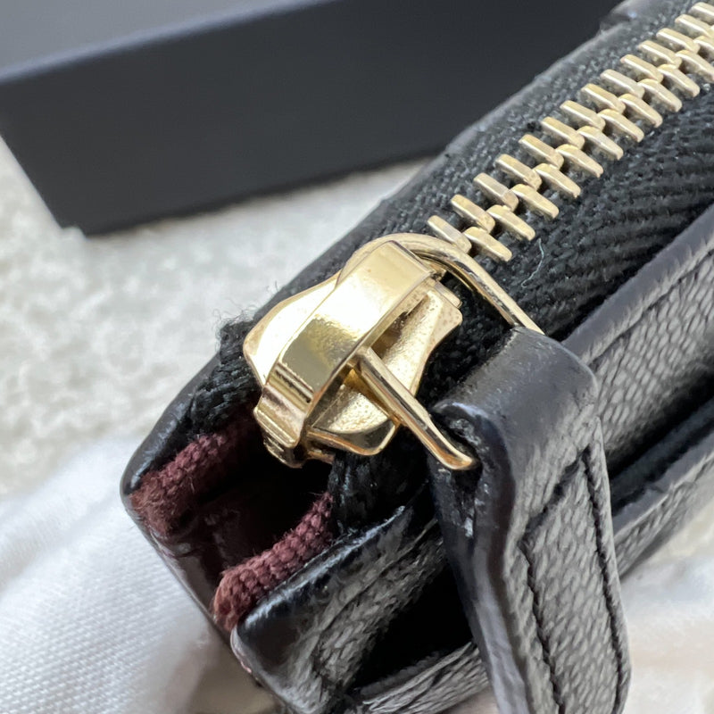 Chanel Zipped Card Holder with Coin Compartment in Black Caviar and GHW (Model: AP3179)