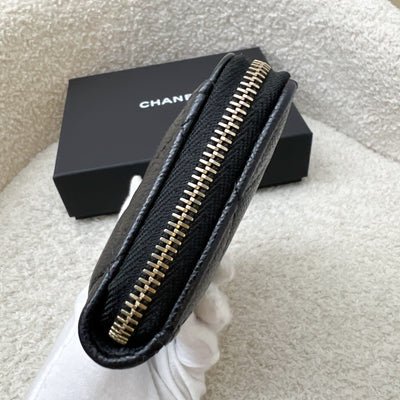 Chanel Zipped Card Holder with Coin Compartment in Black Caviar and GHW (Model: AP3179)