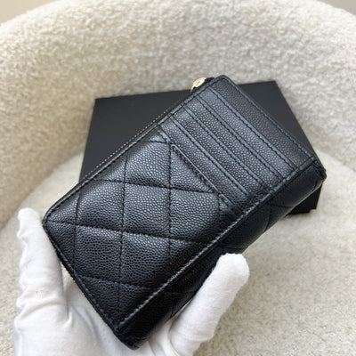Chanel Zipped Card Holder with Coin Compartment in Black Caviar and GHW (Model: AP3179)