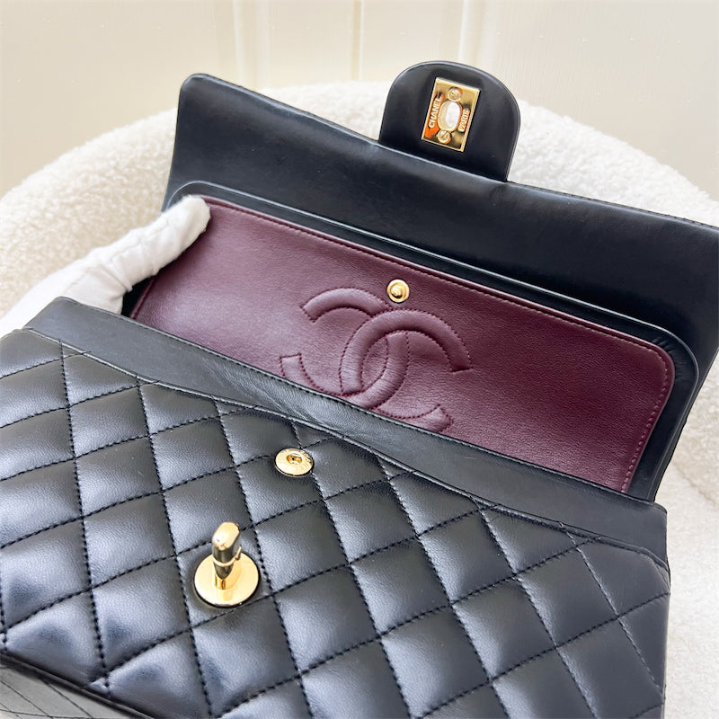 Chanel Medium Classic Flap CF in Black Lambskin and 24K GHW