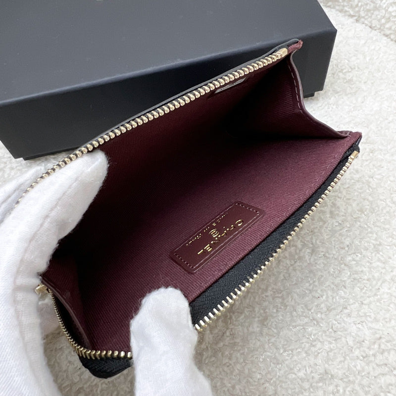 Chanel Zipped Card Holder with Coin Compartment in Black Caviar and GHW (Model: AP3179)