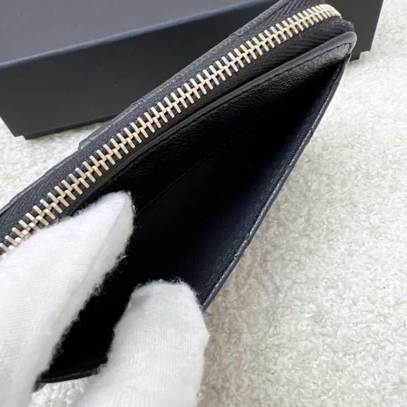 Chanel Zipped Card Holder with Coin Compartment in Black Caviar and GHW (Model: AP3179)