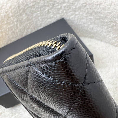 Chanel Zipped Card Holder with Coin Compartment in Black Caviar and GHW (Model: AP3179)