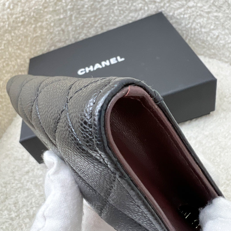 Chanel Zipped Card Holder with Coin Compartment in Black Caviar and GHW (Model: AP3179)