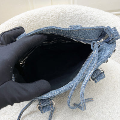 Balenciaga Neo Cagole Small Shoulder Bag in Denim and SHW