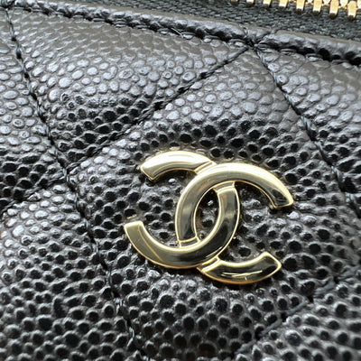 Chanel 25C Vanity / Clutch with Chain (LP Style Bag) in Black Caviar and LGHW (Model: AP4385)