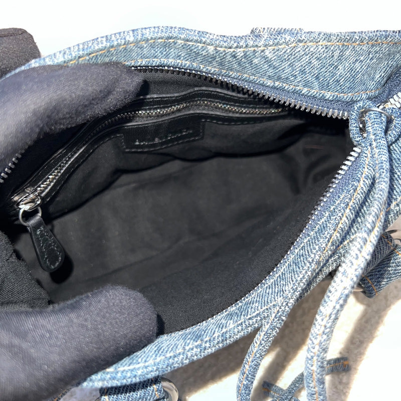Balenciaga Neo Cagole Small Shoulder Bag in Denim and SHW