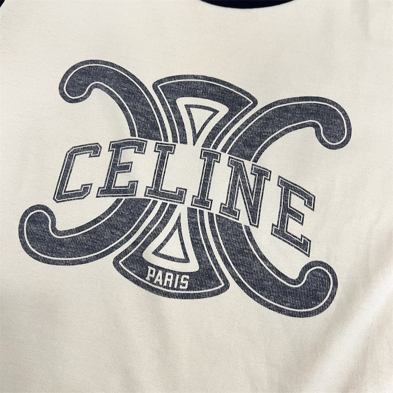 Celine Triomphe T-shirt in Beige Sz M