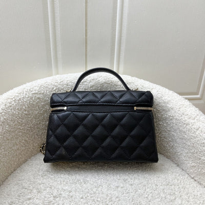 Chanel 25C Vanity / Clutch with Chain (LP Style Bag) in Black Caviar and LGHW (Model: AP4385)