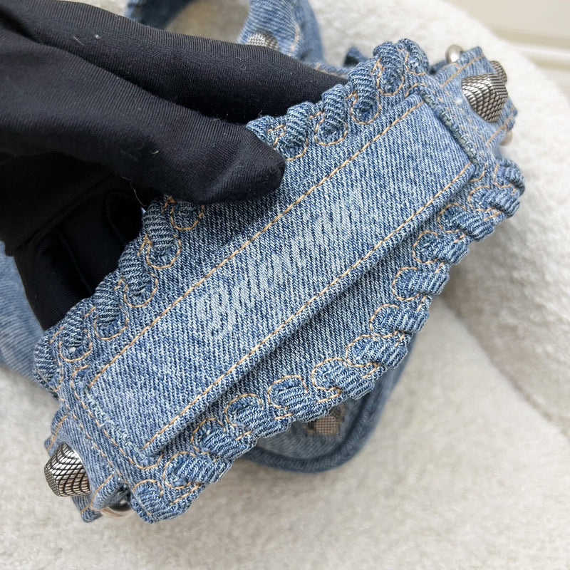 Balenciaga Neo Cagole Small Shoulder Bag in Denim and SHW