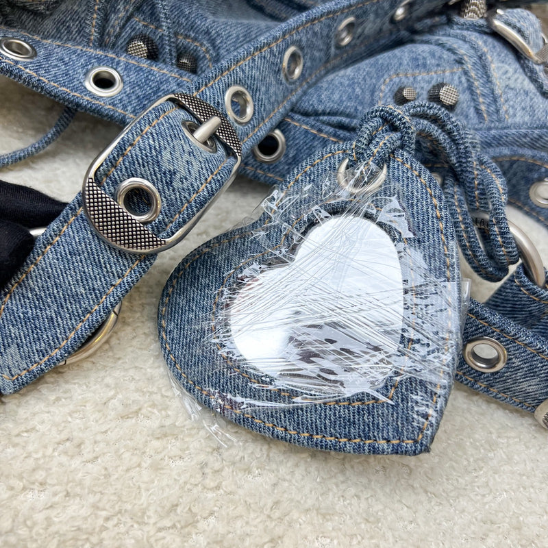 Balenciaga Neo Cagole Small Shoulder Bag in Denim and SHW