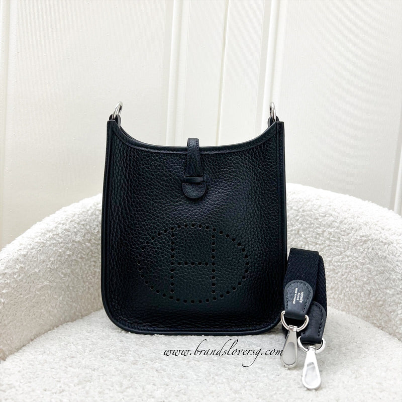 Hermes Mini Evelyne 16 in Noir Black Clemence Leather and PHW