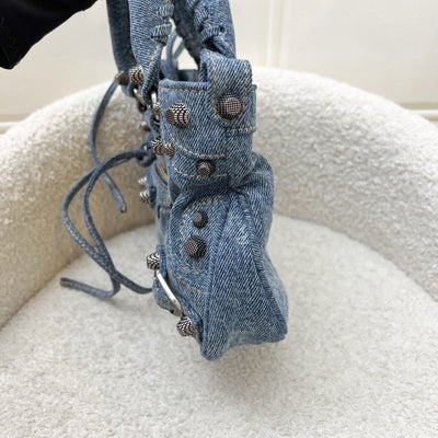 Balenciaga Neo Cagole Small Shoulder Bag in Denim and SHW