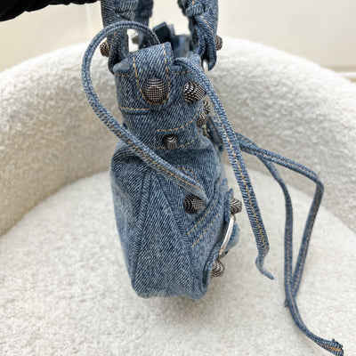 Balenciaga Neo Cagole Small Shoulder Bag in Denim and SHW