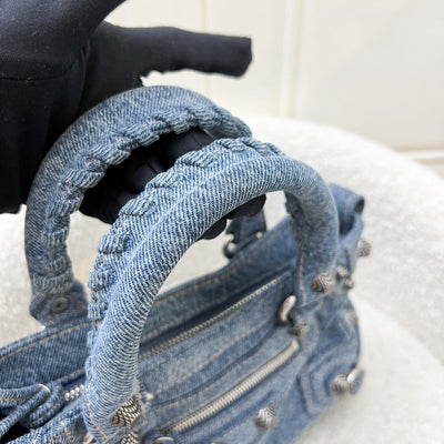 Balenciaga Neo Cagole Small Shoulder Bag in Denim and SHW