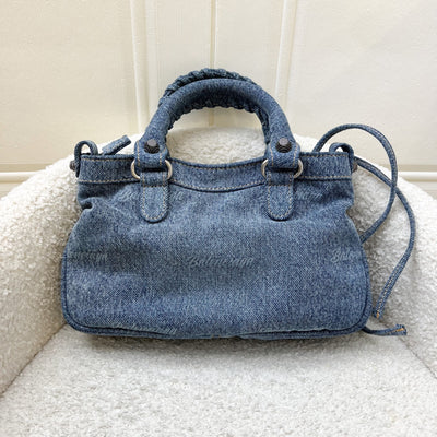 Balenciaga Neo Cagole Small Shoulder Bag in Denim and SHW