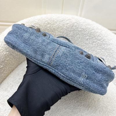 Balenciaga Neo Cagole Small Shoulder Bag in Denim and SHW