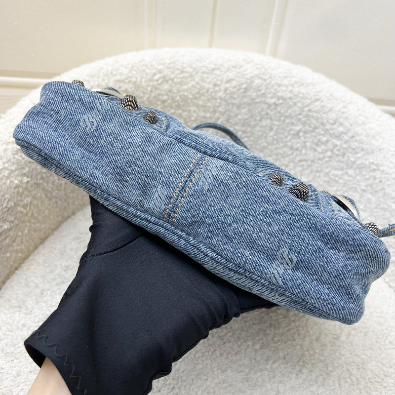Balenciaga Neo Cagole Small Shoulder Bag in Denim and SHW