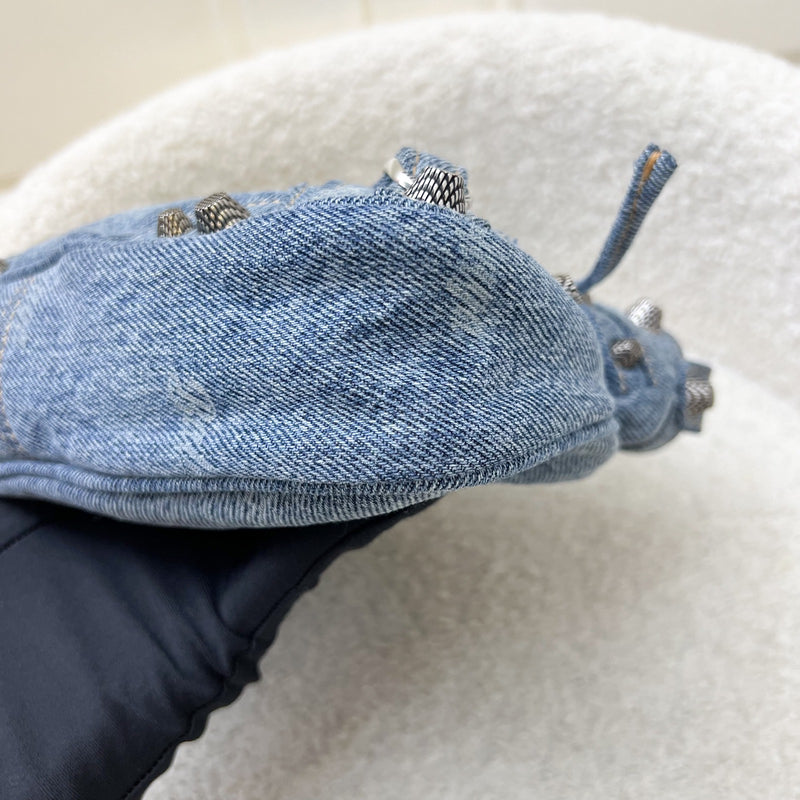 Balenciaga Neo Cagole Small Shoulder Bag in Denim and SHW